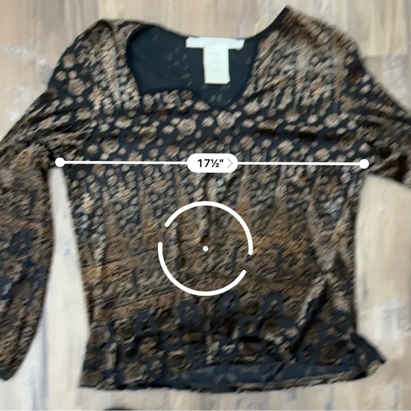 VTG Y2K 2000s Brown Tone Bronze Sheer See Through Velvet Floral Burnout Top - Picture 6 of 7